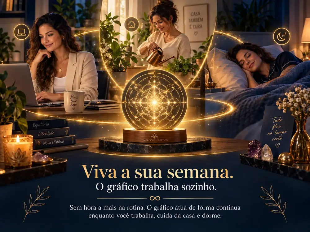 Mulher no cotidiano conectada por um gráfico radiônico luminoso